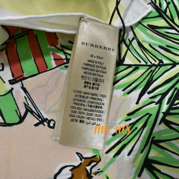 NWT Burberry YELLOW Burberry Castle Map silk Scarf - Picture 7 of 7